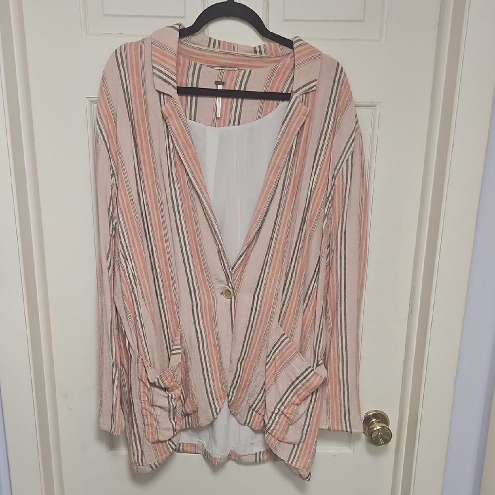 Free People Linen Blazer Jacket Coat